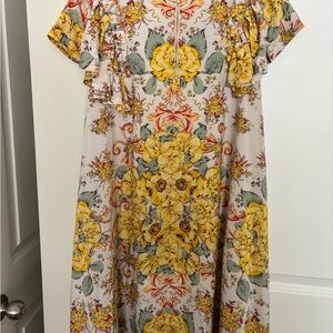 Free People Floral Maxi Dress in Yellow and Gray
